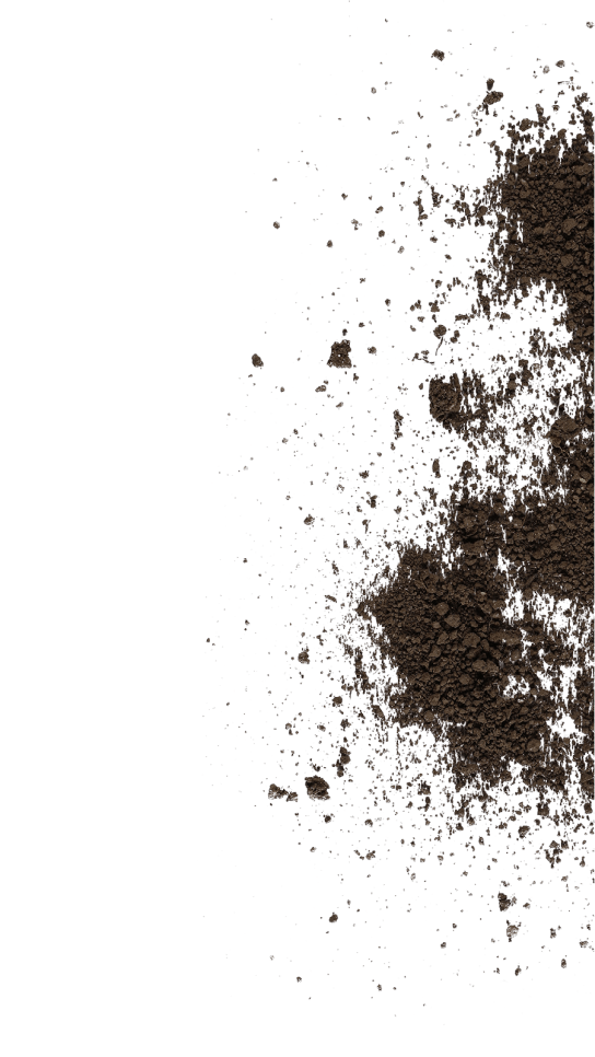 Nahaufnahme von Dreck, bestehend aus Erde, kleinen Steinen und organischen Materialien in verschiedenen Brauntönen und grober Textur